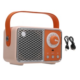 Small Retro Bluetooth Speaker Cute Vintage USB Rechargeable Portable Wireless Bluetooth 5.1 Speaker for Kitchen Bedroom Office Outdoor Orange