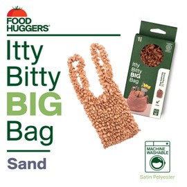 Food Huggers Reusable Grocery Bags Tote Bag | Tiny Pocket-Friendly Mini Tote Bag | Expands for Huge Capacity | Small Tote Bags for Women and Men | Travel Totes Bags for Women (Sand)