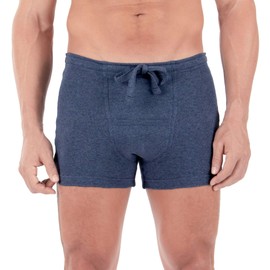 Cottonique - calzones hipoalergénico con cordón acanalado para hombre, con mosca hecha de 100% algodón orgánico, Azul (Melange Blue), X-Large