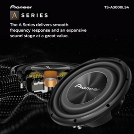 Pioneer A-Series TS-A3000LS4 12” Subwoofer – 1500W Max, Shallow-Mount Design, Deep Bass in Tight Spaces, Compact, Slim, Truck/Car Subwoofer