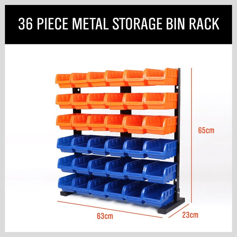 HORUSDY Storage Bins Parts Rack 36Pcs Bin Organizer Garage Plastic