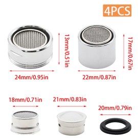 Pine & Linen 4 Pack 15/16 Inch/24 mm and 55/64 inch/22mm Durable Water-conserving Filter, Kitchen Sink Aerator Replacement Parts Brass Shell Gasket, faucet Aerator for Bathroom/Kitchen