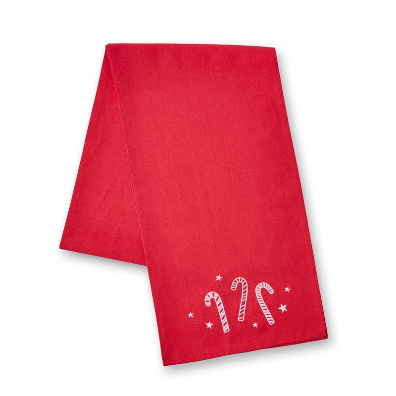 Catherine Lansfield Christmas Candy Cane Cotton Embroidered Cotton 32x220 cm