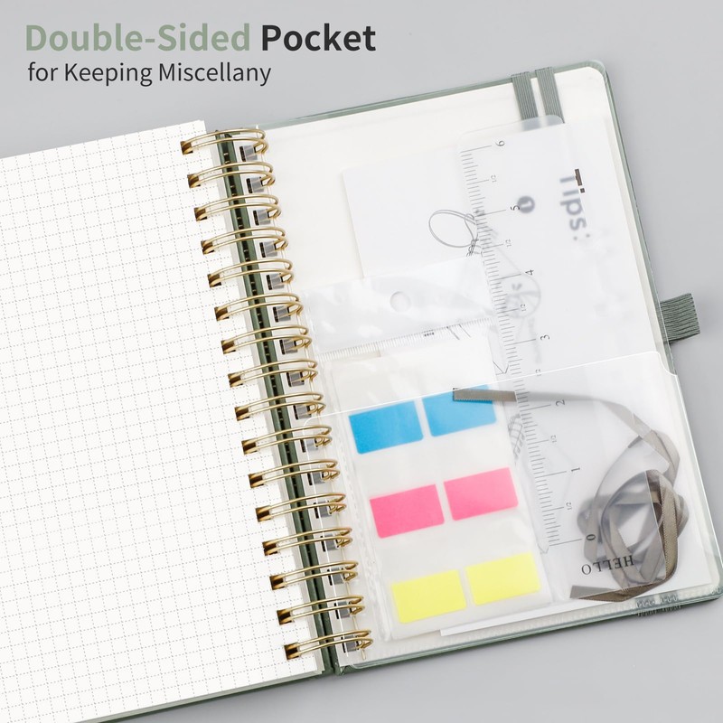 EMSHOI A5 Graph Paper Notebook, Spiral Notepad 150 Sheets/300 Pages,