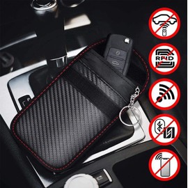 Faraday Bag for Key Fob (2 Pack), Car RFID Signal Blocking Pouch,Key fob Signal Blocker, Black Anti-Theft Signal Blocker, Remote Entry Smart Fob Case, Black, Classic