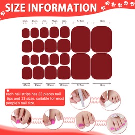 DANNEASY 20 Sheets Toe Nail Stickers Full Nail Wraps for Women ToeNails Polish Strips - Red Pink Self Adhesive Toenail Polish Sticker Stick on Nails Gel Strips Nails Art Accessories