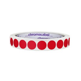 ChromaLabel 13mm 0.5 Inch Round Removable Colour Code Dot Stickers, 1000 Labels per Roll, Red