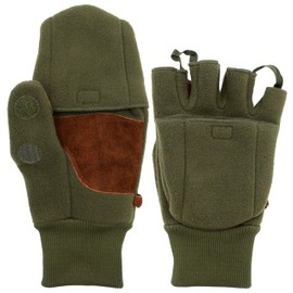 K & S Hand Warmer Winter Gloves Fingerless Mitten Fleece Olive Green Women Men (Olive Green, 3XL)