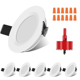RVZONE RV Boat Recessed Ceiling Light 6 Pack 12V LED Puck Light with Hole Puncher DC 12V 3W Full Aluminum Downlights for Under Cabinet Camper Vans RV Interior Lighting,5500-6000k