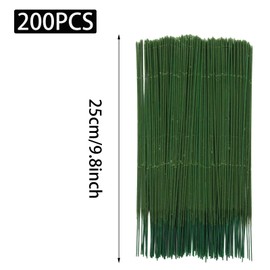 Pine & Linen 200pcs Floral Stem Wire,Artificial Flower Rod Green Florist Wires Plastic Stem,Ideal for Crafts Person Plant Stub Wire for Flower Arrangement Supplies/Crafters(25cm/10inch)
