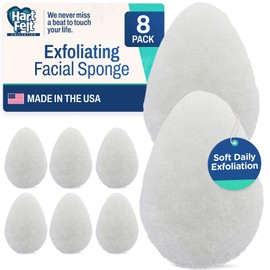 HartFelt 8ct Tear Drop Face Scrubber for Women | Reusable Facial Sponges for Daily Cleansing | Facial Exfoliating Pads for Removing Dead Skin, Dirt & Makeup | Made in USA