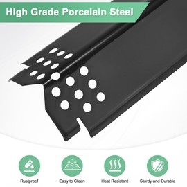 M METERXITY 4-Pack Grill Heat Plates Replacement Parts for Nexgrill, 14.6" Porcelain Steel Heat Tents Burner Cover for Charbroil, Heat Shields Deflector for BBQ Gas Grill [Black]