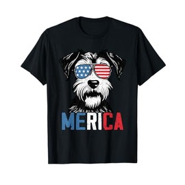 Patriotic Miniature Schnauzer Dog Merica 4th Of July Funny T-Shirt for Men Women Kids