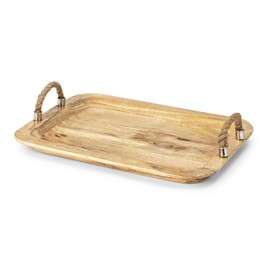 IMAX 71727-2 Tabari Wood Trays with Jute Handle, 2-Pack