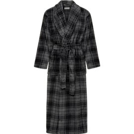 Alexander Del Rossa Long Mens Robe Full Length Big and Tall Bathrobe for Men, Mens Bath Robes Gray Plaid XL (A0124R40XL)
