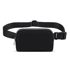Crossbody Bag for Women with Adjustable Strap，Belt Bag for Woman Fanny Pack Lulu Dupes, Waterproof Cross Body Bag for Workout Hiking Running Travel (Black)
