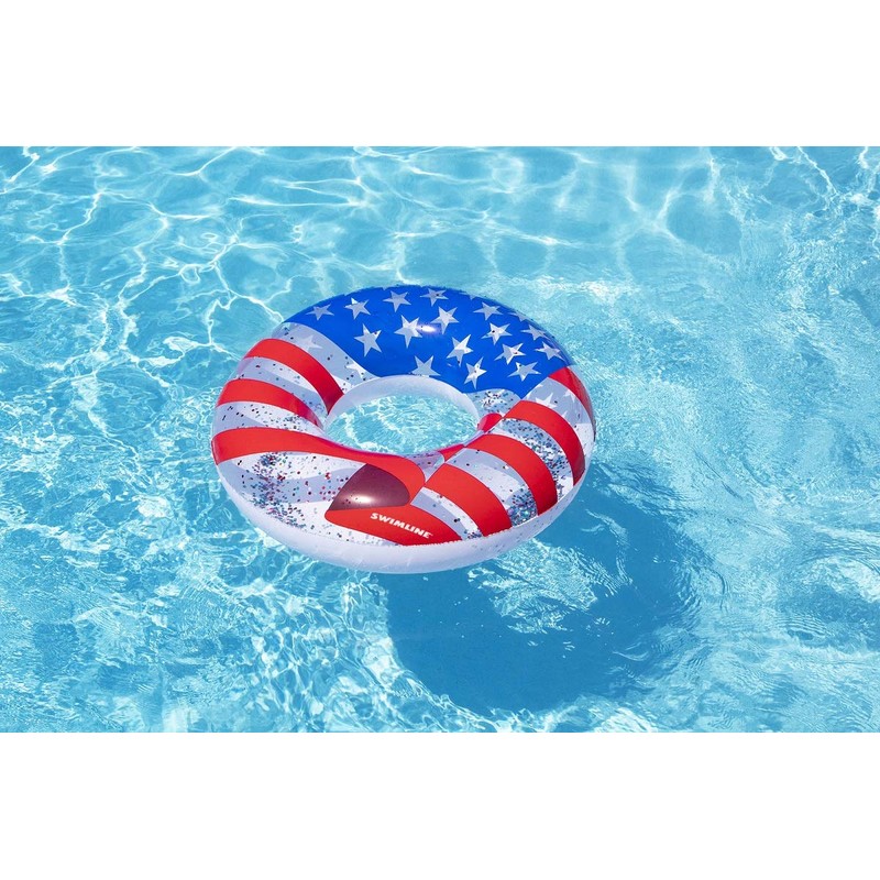 Swimline Americana USA Glitter Pool Ring – Inflatable Lounge Float