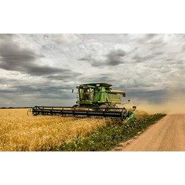 Photo - A harvesting Combine Kicks up dust During its Work in Field Near The Tiny Town of Carpenter in Southeast Wyoming's Laramie County- Fine Art Photo Reporduction 12in x 08in