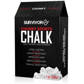 SURVIVOR Gym Chalk - 7 oz Chunky Climbing Chalk, Lifting Chalk, Gymnastics Chalk - Pure Magnesium Carbonate Hand Chalk Powder, Weightlifting Chalk Gym - Rock Climbing Chalk for Weightlifting (7 OZ.)