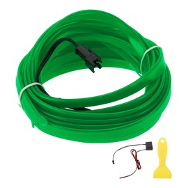 X AUTOHAUX 5m EL Wire Cable LED Glow String Light Car Interior Lighting Strip Flexible Neon Light for Car Decoration Wiring Driver(12v) Green