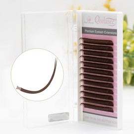 Qeelasee Double Tips Flat Ellipse Eyelash Extensions Supplies 0.20 CC curl Mix8-15mm Brown Color Faux Mink Super Soft Split Tips Lash Individual Lashes (0.20CC, MIX8-15)