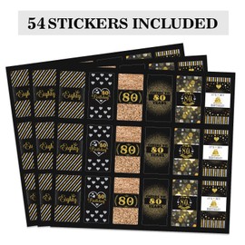 PHOHUI HAVE A NICE TIME Black and Gold 80th Birthday Party Mini Candy Bar Wrappers,Mini Candy Bar Wrappers Birthday Party Favors, Pack of 54. (80)