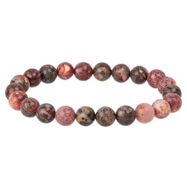 Eledoro Genuine Gemstone Beads, Chakra Bracelet, PowerBead, Stretch Bead Bracelet, 8 mm, 17 centimeters, Gemstone, Leopard Jasper