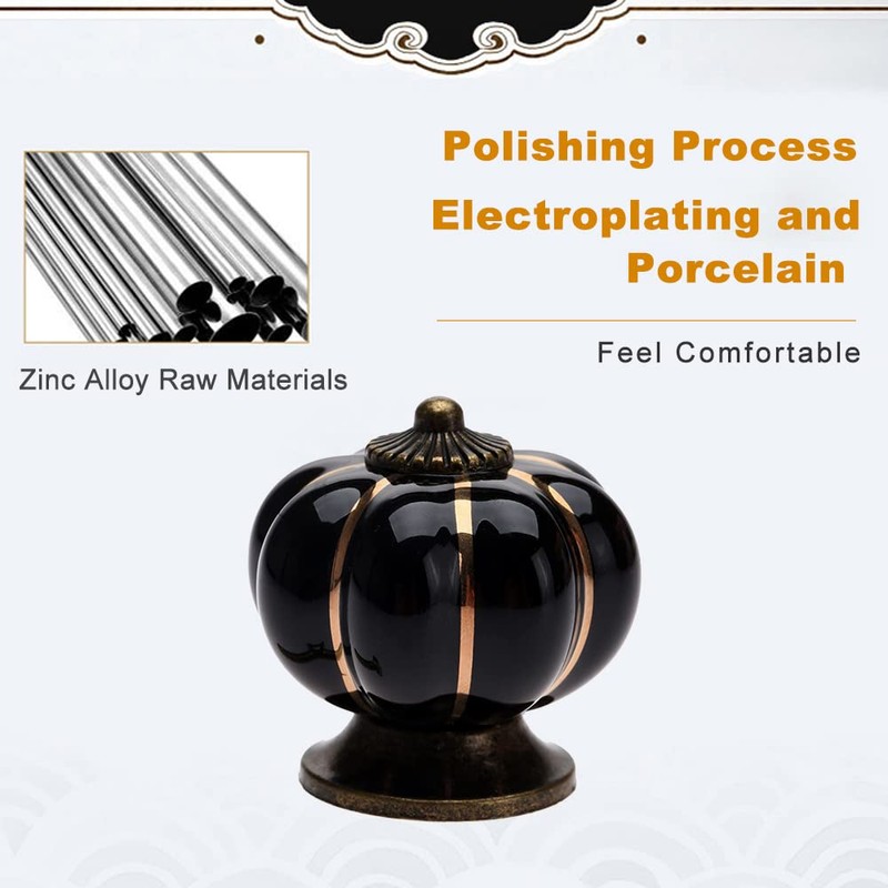 Mgoodoo 10 Pcs Black Ceramic Door Knobs for Cupboard Cupboard