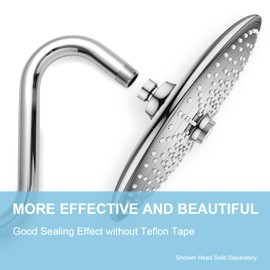 OFFO Shower Head Extension Arm 8 in, S Shaped Shower Arm with Flange High Rise Goose Neck Shower Arm Extension Chrome Finish