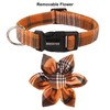 ADOGGYGO Fall Dog Collar with Detachable Floral, Adjustable Orange Plaid
