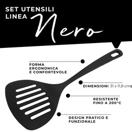 Fackelmann Set di utensili da cucina 5 pezzi, mestoli in nylon alto spessore, resistenti al calore fino a 200°C, mestoli cucina lavabili in lavastoviglie