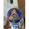 16 Year AA Medallion Sapphire Blue Swirl Tri-Plate Sobriety Chip