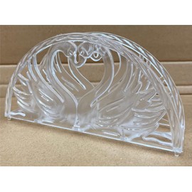 7" Napkin Holder - Double Swan Heart Design 12 Pieces / Clear plastic