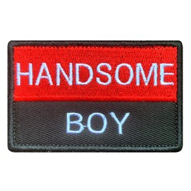 Tactical Handsome Boy Patch, Funny Handsome Boy Patches with Hook and Loop for Attach to Boys Mens Clothes Clothing Caps Jeans Backpacks Bags Animal Harness Vests Collar - 3.15x2