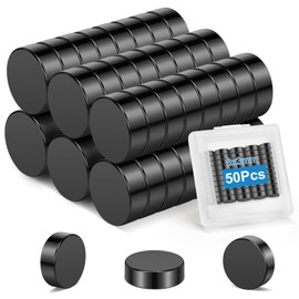 Wzone 50PCS Black Small Magnets, 8mm x 3mm Round Strong Fridge Magnets Mini Neodymium Magnets for Fridge DIY Picture Office School Home Kitchen Whiteboard