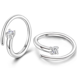 WOVEE Small Earrings Mini Stud Earrings Cubic Zirconia Open Half Hoop Earrings Huggie Silver Gold Women's Jewellery Gifts, Cubic Zirconia