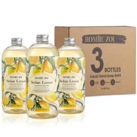 ROMIIE ZOI Lemon Scent Liquid Hand Soap Refills - Natural Gentle & Moisturizi...