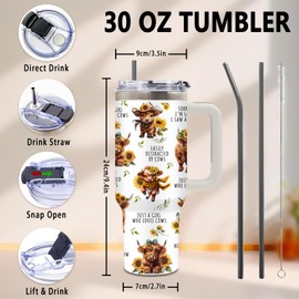DUUV Insulated Highland Cow Tumbler 30oz, Highland Cow Gifts for Women