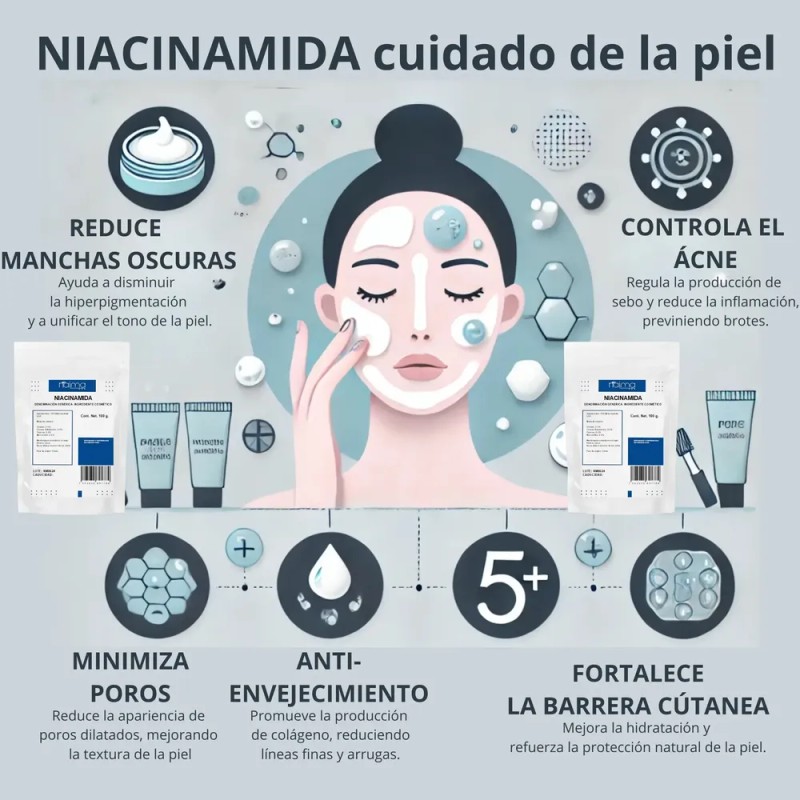 Niacinamida (vitamina B3) Usp Uso Cosmético 50 Gramos