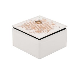 Sophia - Square Golden Bee Trinket Box with Hinge Opening & Jewelled Box Opening - Stylish Home Décor Storage for Home, Living Room, Lounge & Bedroom.