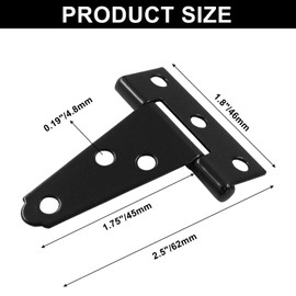 Murtenze 12Pack 2 Inch Black T-Strap Shed Hinge,Barn Door Hinges Heavy Duty Gate Strap Hinge T Hinges for Barn Door, Shed or Wooden Fences