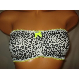 Victoria's Secret Victoria Secret Bandeau Bra XS Leopard Ruffle Bow Center Wireless Unlined New