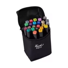 CL Estuche Negro 24 Plumones Marcadores Doble Punta