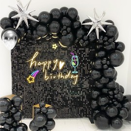 Black Shimmer Wall Backdrop,Shiny Sequins,24PCS Sequins Backdrop Decoration Panels, Glitter Bling Photo Background Decorations for Birthday Party Wedding Engagement Anniversary Graduation