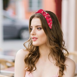 Casoty Red Knotted Headband for Women, Top Knot Headbands, Headband for Women, Head Bands for Women's Hair, Hair Accessories for Daily Wear