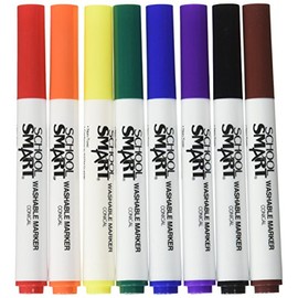School Smart Conical Tip Washable Markers for School, Home, and More, Assorted Colors, Pack of 8