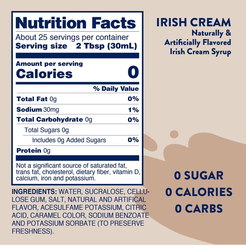 Irish Cream - Syrups Sugar Free, 25.4-ounce