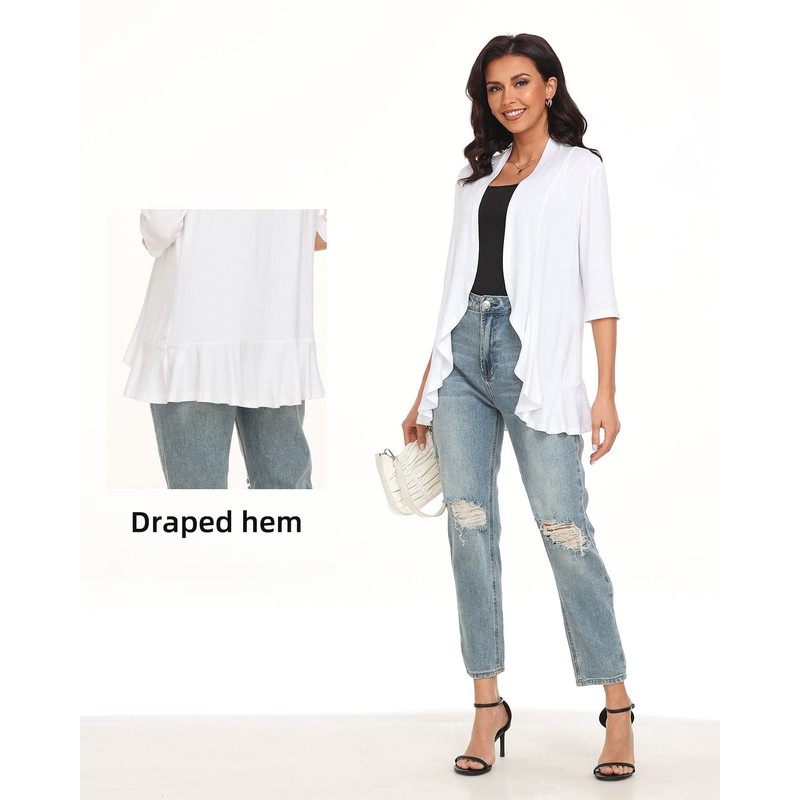 Argstar Women's Summer Cardigan, Lightweight Open Front Casual Soft Draped