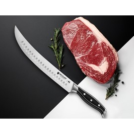 BRODARK Butcher Knife - 10" Curved Breaking Knife with Full Tang Handle - High Carbon Stainless Steel Scimitar Knives - NSF Certified, Steel-King Series