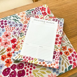 Elyse Breanne Design, 50 Pages, Colorful Printed Sheets, 8.5" x 11", Tear-Off Binding Notepad, Perpetual Calendar, To-Do List, Project Tasks, Meeting Notes, Planner, Countryside Blooms